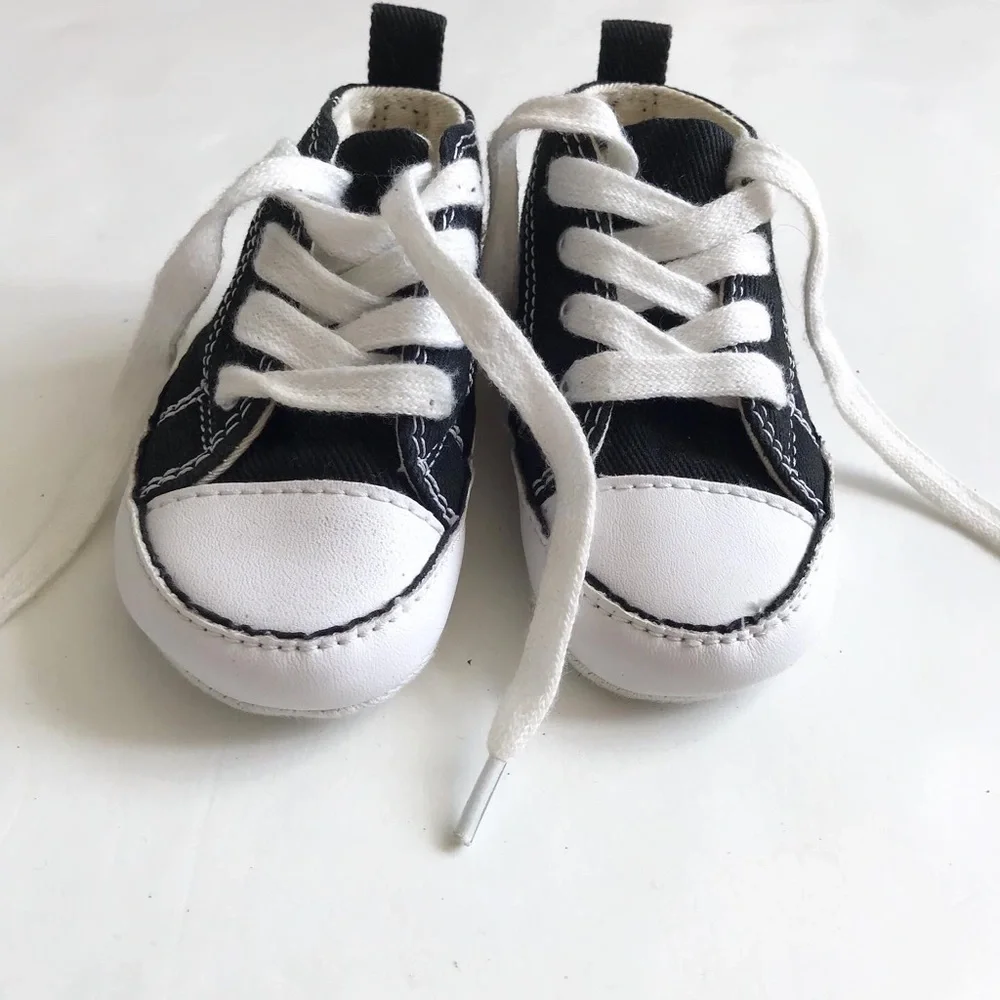 Converse black soft sole  lackey up shoes VGUC- light stain size 3 baby